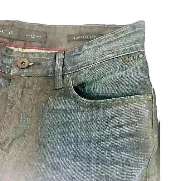 GUESS JEANS, BLUE/BLACK, SIZE: 33/32, NWOT/NEVER WORN - Picture 3 of 11